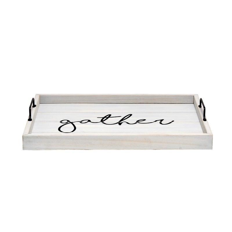Elegant Designs HG2000-GGH Decorative Wood Serving Tray w/Handles, 15.50" x 12", Gather - Image 2